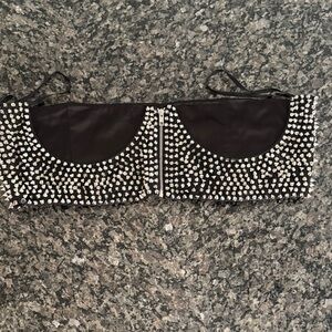 Black and Silver Studded Bra